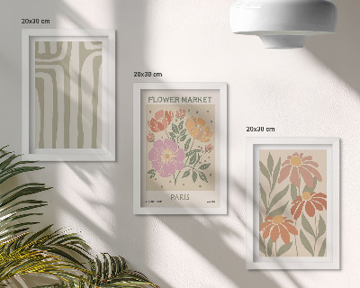 Tríptico enmarcado Póster con motivos botánicos de estilo minimalista parisino