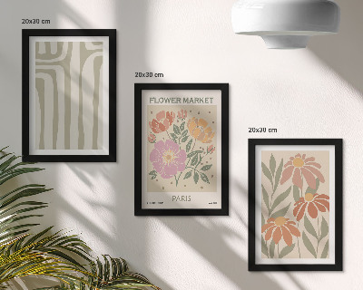 Tríptico enmarcado Póster con motivos botánicos de estilo minimalista parisino