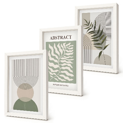 Juego de 3 cuadros decorativos Abstractos botánicos de estilo rústico bohemio