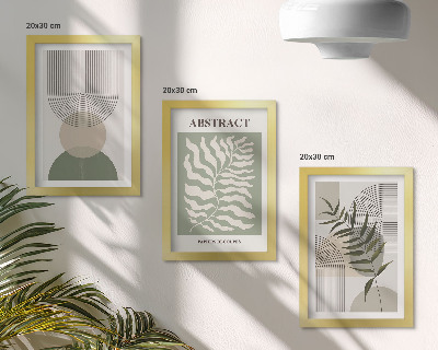 Juego de 3 cuadros decorativos Abstractos botánicos de estilo rústico bohemio