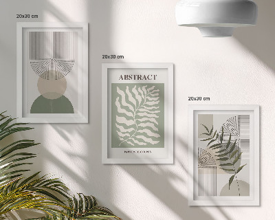 Juego de 3 cuadros decorativos Abstractos botánicos de estilo rústico bohemio