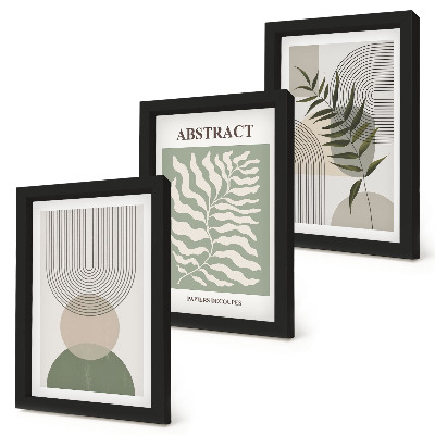Juego de 3 cuadros decorativos Abstractos botánicos de estilo rústico bohemio