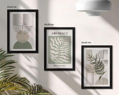Juego de 3 cuadros decorativos Abstractos botánicos de estilo rústico bohemio