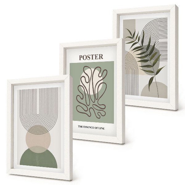 Tríptico enmarcado Póster con patrones botánicos abstractos geométricos