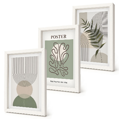 Tríptico enmarcado Póster con patrones botánicos abstractos geométricos