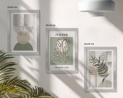 Tríptico enmarcado Póster con patrones botánicos abstractos geométricos