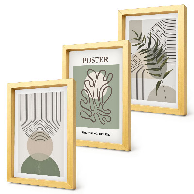Tríptico enmarcado Póster con patrones botánicos abstractos geométricos