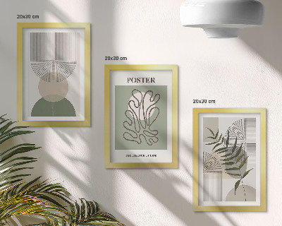 Tríptico enmarcado Póster con patrones botánicos abstractos geométricos
