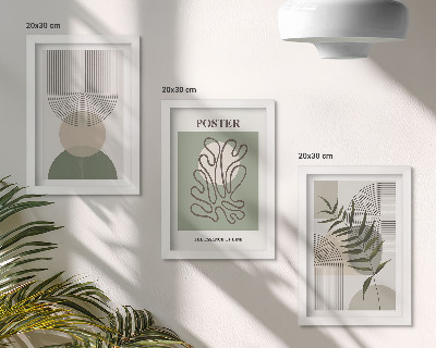 Tríptico enmarcado Póster con patrones botánicos abstractos geométricos