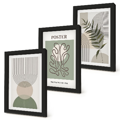 Tríptico enmarcado Póster con patrones botánicos abstractos geométricos
