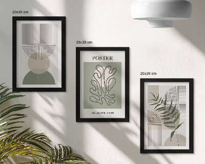 Tríptico enmarcado Póster con patrones botánicos abstractos geométricos