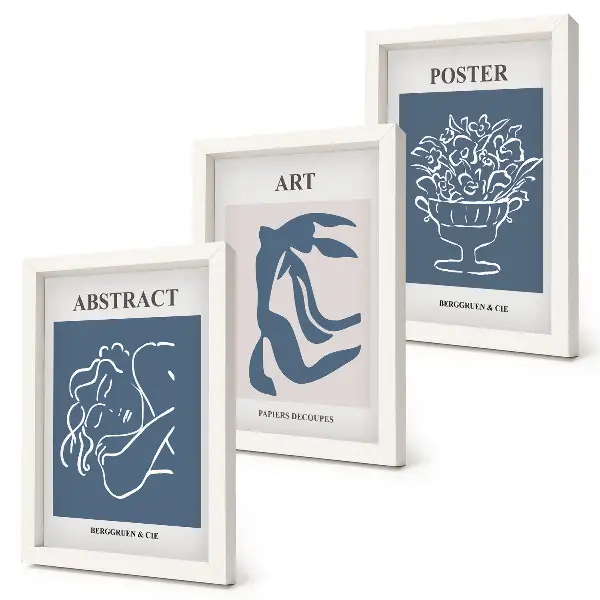 Juego de 3 cuadros decorativos con elegantes patrones abstractos de Matisse de figuras y flores