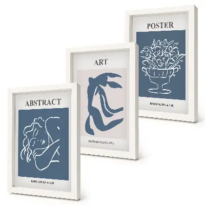 Juego de 3 cuadros decorativos con elegantes patrones abstractos de Matisse de figuras y flores