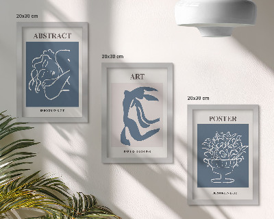 Juego de 3 cuadros decorativos Los elegantes patrones abstractos de Matisse con figuras y flores.