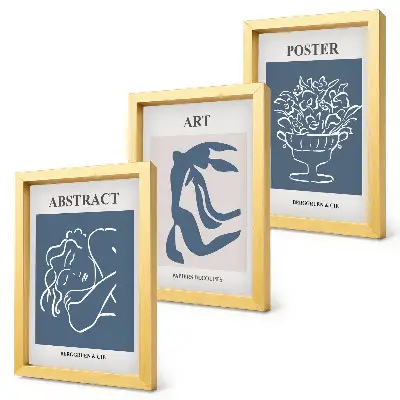 Juego de 3 cuadros decorativos con elegantes patrones abstractos de Matisse de figuras y flores