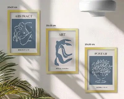 Juego de 3 cuadros decorativos con elegantes patrones abstractos de Matisse de figuras y flores