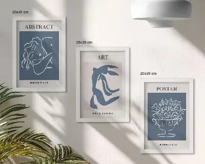 Juego de 3 cuadros decorativos con elegantes patrones abstractos de Matisse de figuras y flores