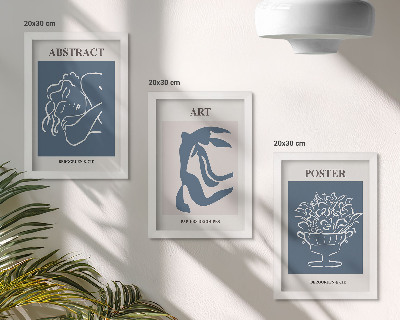 Juego de 3 cuadros decorativos Los elegantes patrones abstractos de Matisse con figuras y flores.