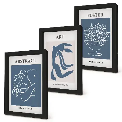 Juego de 3 cuadros decorativos con elegantes patrones abstractos de Matisse de figuras y flores