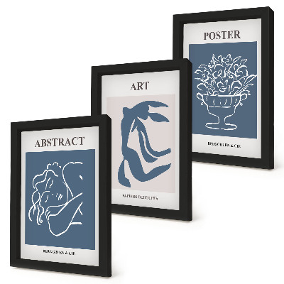Juego de 3 cuadros decorativos Los elegantes patrones abstractos de Matisse con figuras y flores.