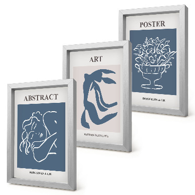 Juego de 3 cuadros decorativos Los elegantes patrones abstractos de Matisse con figuras y flores.