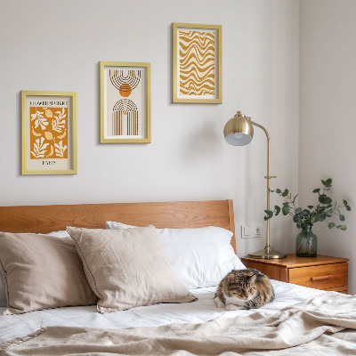 Tríptico enmarcado Carteles de moda con estampados florales y geométricos
