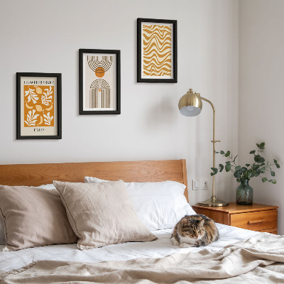 Tríptico enmarcado Carteles de moda con estampados florales y geométricos