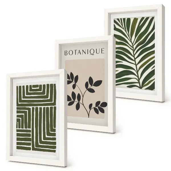 Juego de 3 cuadros decorativos composiciones botánicas al estilo minimalista bohemio