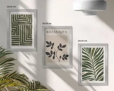 Juego de 3 cuadros decorativos composiciones botánicas al estilo minimalista bohemio