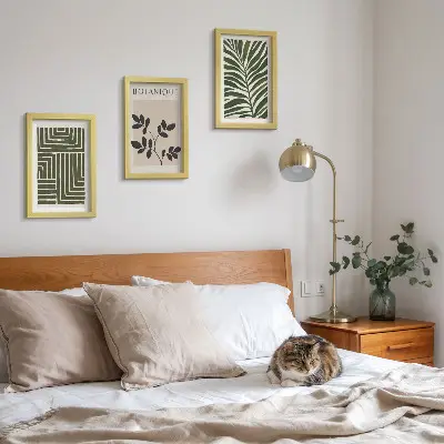 Juego de 3 cuadros decorativos composiciones botánicas al estilo minimalista bohemio