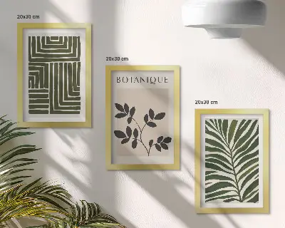 Juego de 3 cuadros decorativos composiciones botánicas al estilo minimalista bohemio