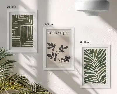 Juego de 3 cuadros decorativos composiciones botánicas al estilo minimalista bohemio