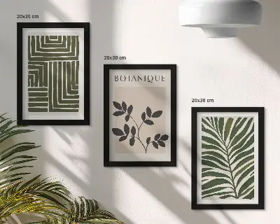 Juego de 3 cuadros decorativos composiciones botánicas al estilo minimalista bohemio