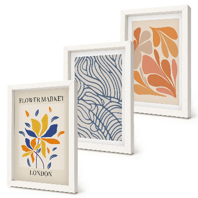 Juego de 3 cuadros decorativos Flores de estilo moderno con patrones abstractos