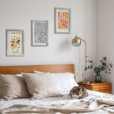 Juego de 3 cuadros decorativos Flores de estilo moderno con patrones abstractos