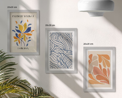 Juego de 3 cuadros decorativos Flores de estilo moderno con patrones abstractos