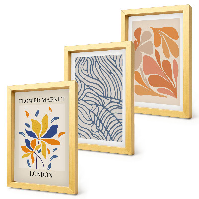 Juego de 3 cuadros decorativos Flores de estilo moderno con patrones abstractos