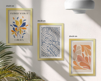 Juego de 3 cuadros decorativos Flores de estilo moderno con patrones abstractos