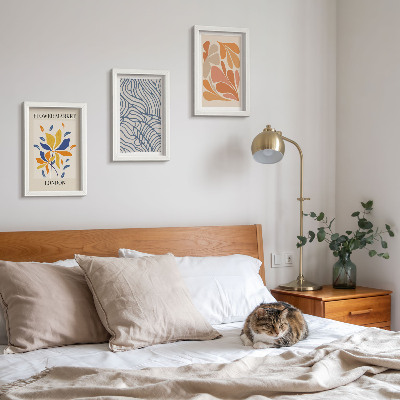 Juego de 3 cuadros decorativos Flores de estilo moderno con patrones abstractos