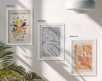 Juego de 3 cuadros decorativos Flores de estilo moderno con patrones abstractos