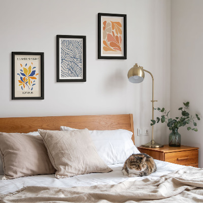 Juego de 3 cuadros decorativos Flores de estilo moderno con patrones abstractos