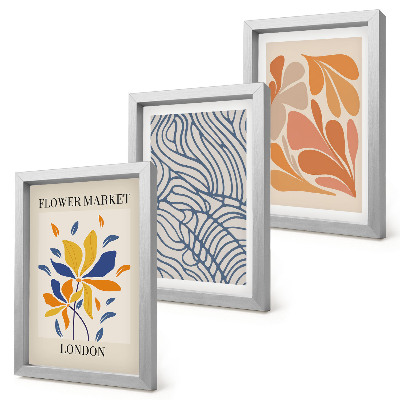 Juego de 3 cuadros decorativos Flores de estilo moderno con patrones abstractos