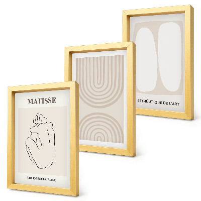 Tríptico enmarcado Líneas elegantes y formas minimalistas en tonos neutros.
