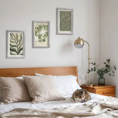 Juego de 3 cuadros decorativos con estampados botánicos de plantas en estilo bohemio