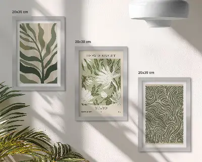 Juego de 3 cuadros decorativos con estampados botánicos de plantas en estilo bohemio