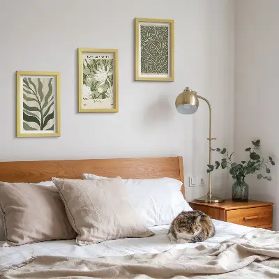 Juego de 3 cuadros decorativos con estampados botánicos de plantas en estilo bohemio
