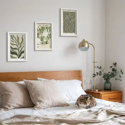 Juego de 3 cuadros decorativos con estampados botánicos de plantas en estilo bohemio