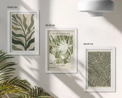 Juego de 3 cuadros decorativos con estampados botánicos de plantas en estilo bohemio