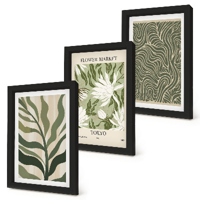 Juego de 3 cuadros decorativos Estampados de plantas, decoraciones botánicas, estilo bohemio