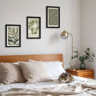 Juego de 3 cuadros decorativos con estampados botánicos de plantas en estilo bohemio